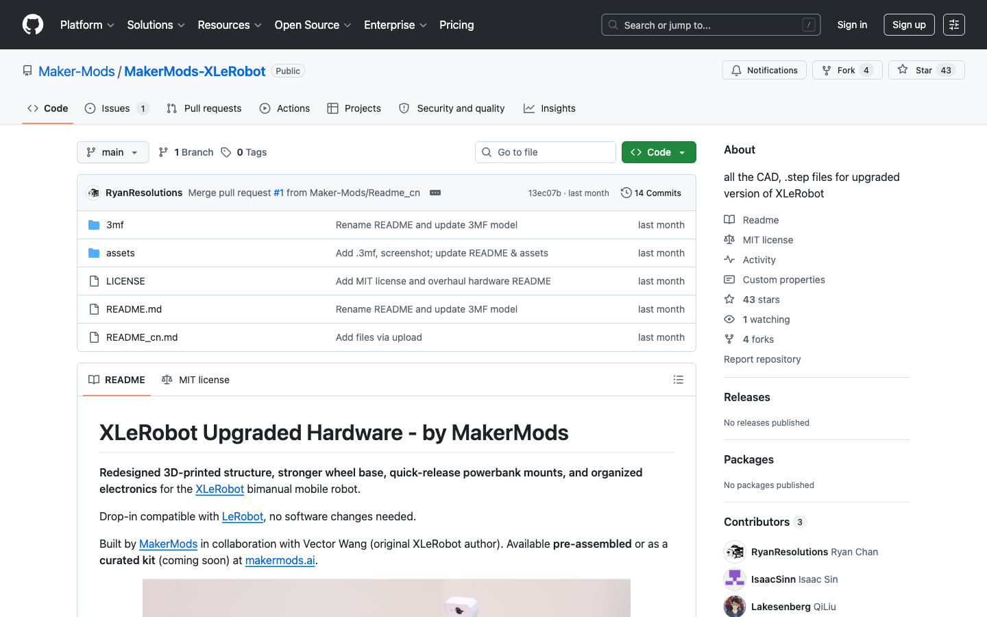 GitHub repository — Maker-Mods/MakerMods-XLeRobot